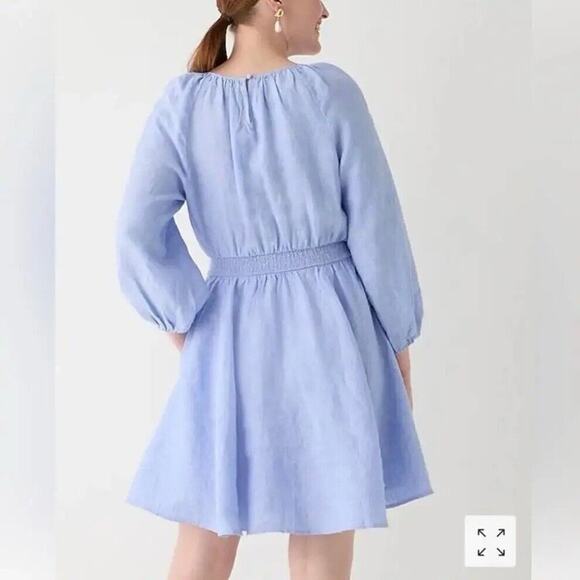 J. Crew Palermo Smocked Waisted Linen Mini Long Sleeve Dress Size XLT - Picture 2 of 8